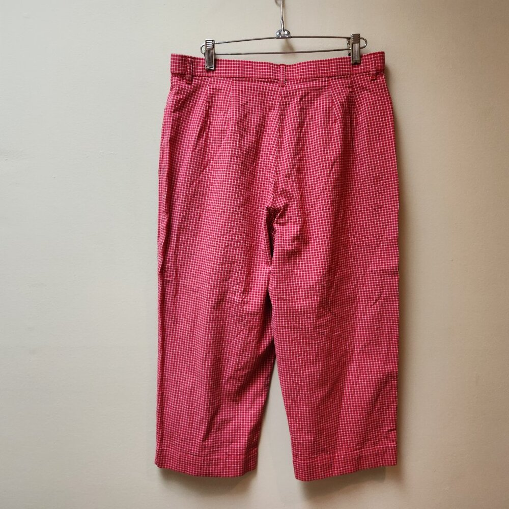 Gingham Northern Reflections vintage cotton pants / red grid print / 12 - Picture 5 of 7